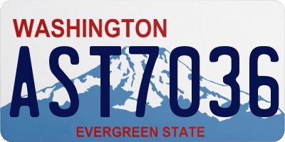 WA license plate AST7036