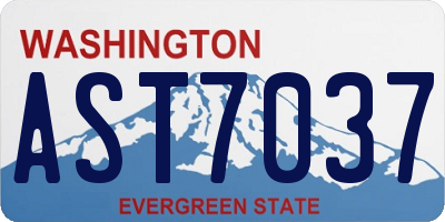 WA license plate AST7037