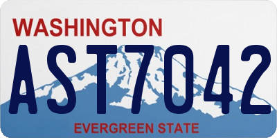 WA license plate AST7042