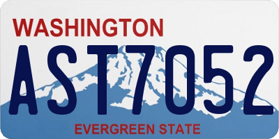 WA license plate AST7052
