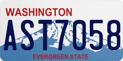 WA license plate AST7058