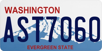 WA license plate AST7060