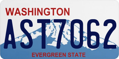 WA license plate AST7062