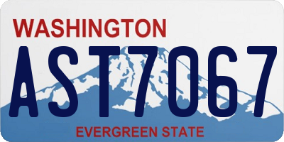 WA license plate AST7067