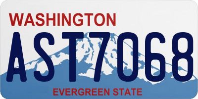 WA license plate AST7068