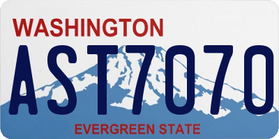 WA license plate AST7070