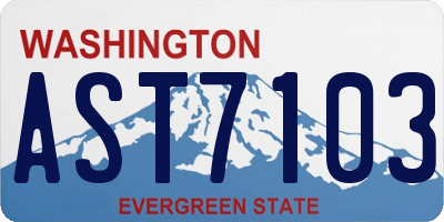 WA license plate AST7103