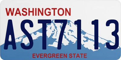 WA license plate AST7113