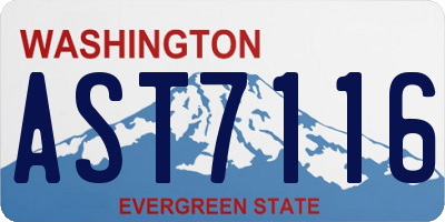 WA license plate AST7116