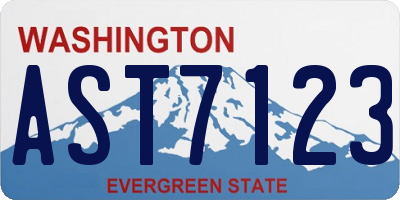 WA license plate AST7123