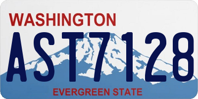 WA license plate AST7128