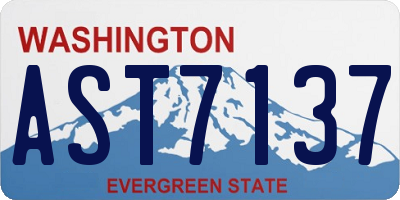 WA license plate AST7137