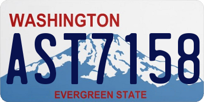 WA license plate AST7158