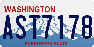 WA license plate AST7178