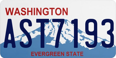 WA license plate AST7193
