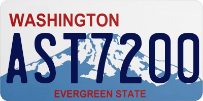 WA license plate AST7200