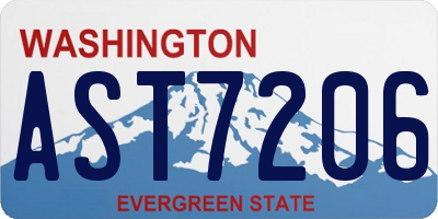 WA license plate AST7206