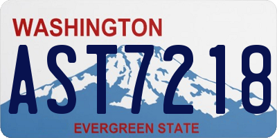 WA license plate AST7218