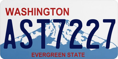 WA license plate AST7227