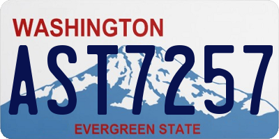 WA license plate AST7257