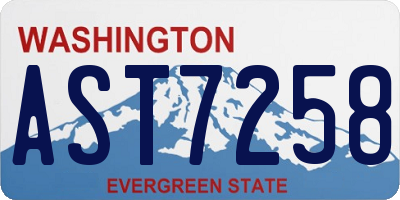 WA license plate AST7258