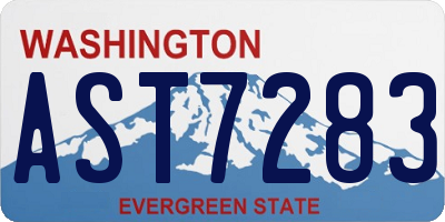 WA license plate AST7283