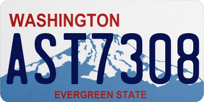 WA license plate AST7308
