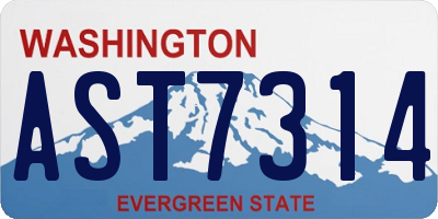 WA license plate AST7314