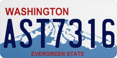 WA license plate AST7316