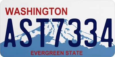 WA license plate AST7334