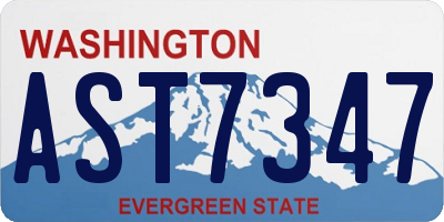 WA license plate AST7347