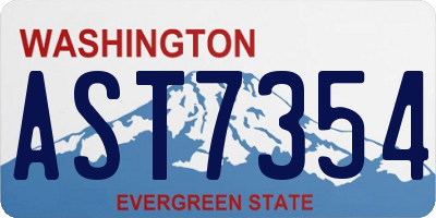 WA license plate AST7354