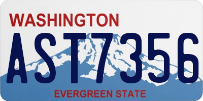 WA license plate AST7356