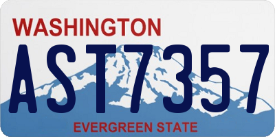 WA license plate AST7357