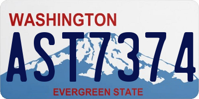 WA license plate AST7374