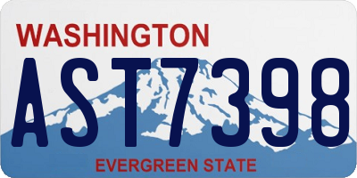 WA license plate AST7398