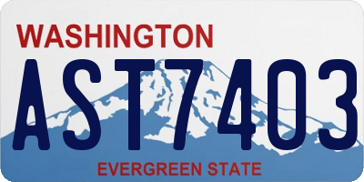 WA license plate AST7403