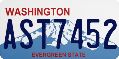 WA license plate AST7452