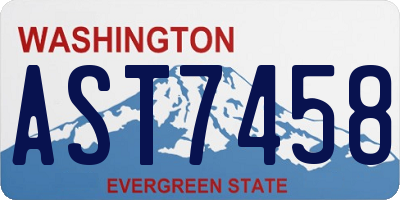 WA license plate AST7458
