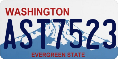 WA license plate AST7523