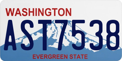 WA license plate AST7538