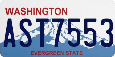 WA license plate AST7553