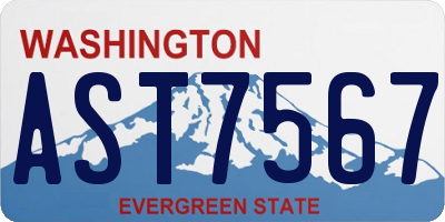 WA license plate AST7567