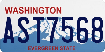 WA license plate AST7568