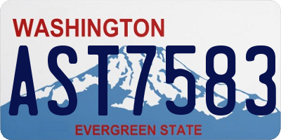 WA license plate AST7583