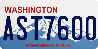 WA license plate AST7600