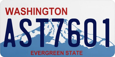 WA license plate AST7601