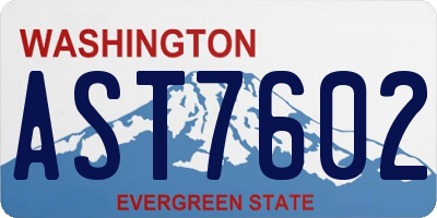 WA license plate AST7602
