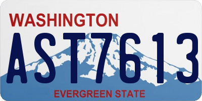 WA license plate AST7613