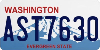 WA license plate AST7630